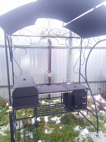 Мангал с печью под казан