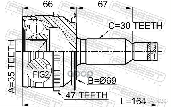 Шрус mitsubishi L200 05- нар. 0410KB4A47 Febest