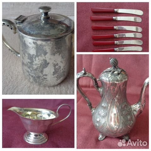 Кувшин Кофейник Молочник Посеребренное Англия