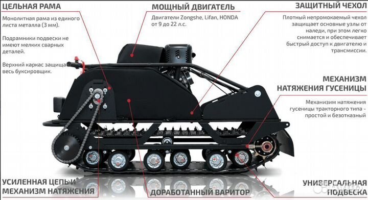 Мотобуксировщик норка 500 compact 20 л.с