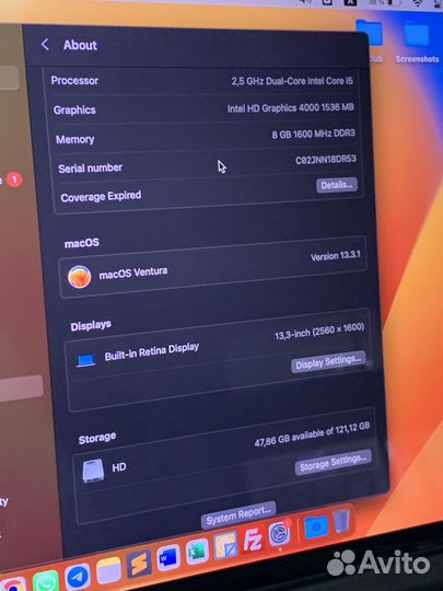 Macbook Pro 13 retina late 2012