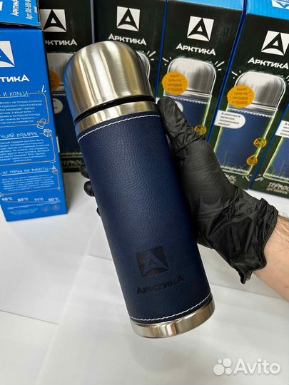 Термос Арктика в оплетке 108-500 синий