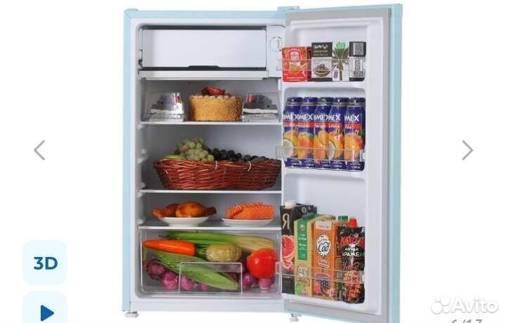 Компактный холодильник голубой цвет