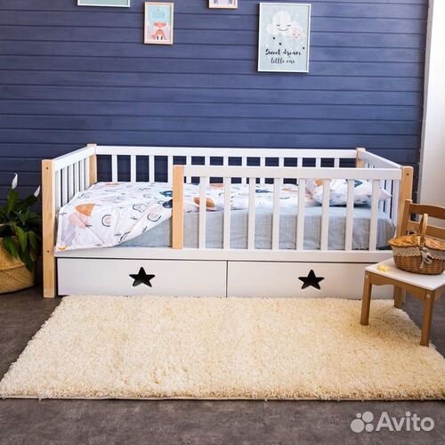 Кроватка высокий борт сингл берёза для малыша