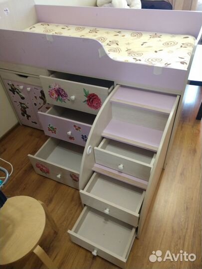 Кровать-чердак Мезонин Мебель, Малыш дуб молочный