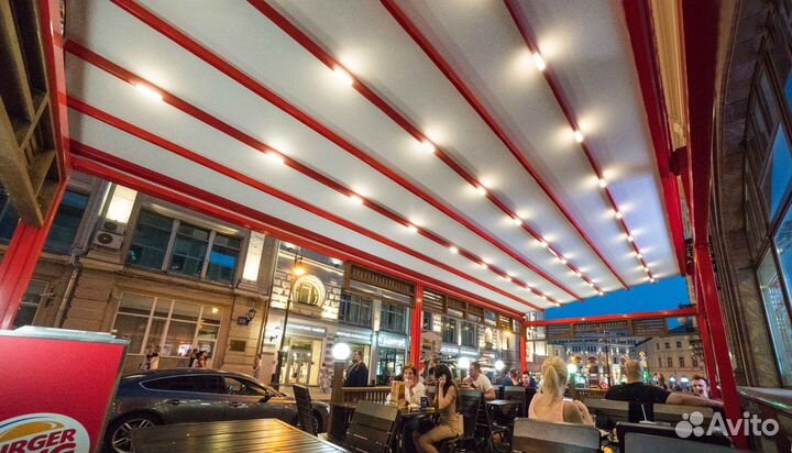 Навес выдвижной. Пергола для террасы. Алюминиевые