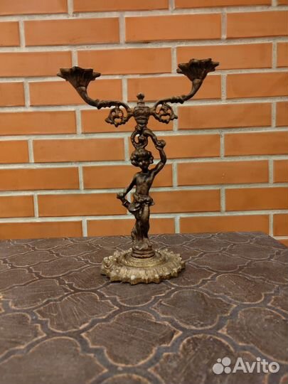 Подсвечник СССР под бронзу 30 см винтаж