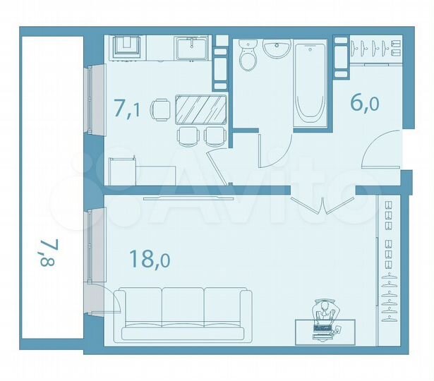 1-к. квартира, 38,6 м², 6/17 эт.