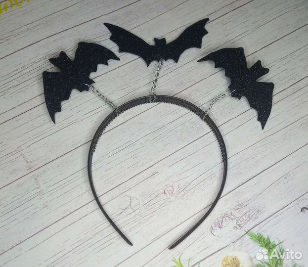 Ободок и бантики резиночки летучая мышь. Хеллоуин