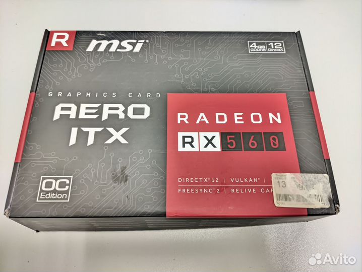 Видеокарта MSI radeon RX 560 ITX aero 4GB