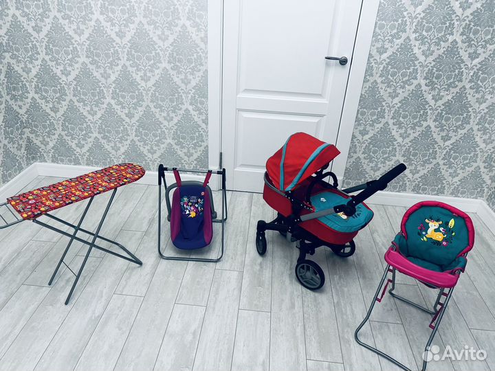 Коляска, стул для кормления, качели, доска