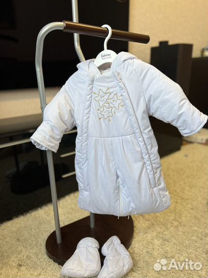 Детский зимний комбинезон трансформер с пинетками
