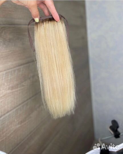 Накладной хвост из натуральных волос