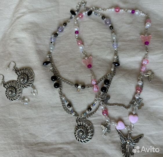 Колье и серьги ручной работы/бижутерия