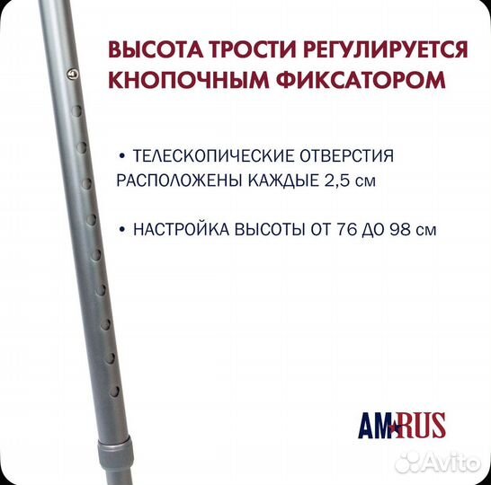 Трость Amrus amcc33 серебрянная