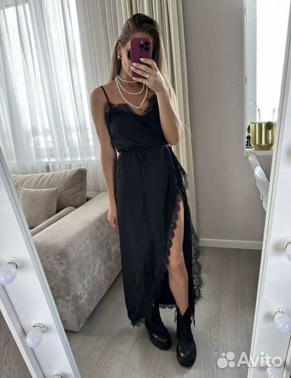 Вечернее платье комбинация в бельевом стиле