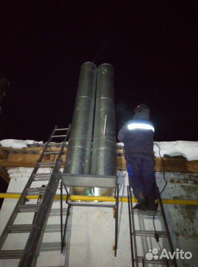 Монтаж дымоходов и вытяжка +акт пожарника