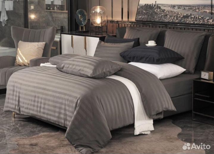 Отельное Белье постельное Страйп-сатин