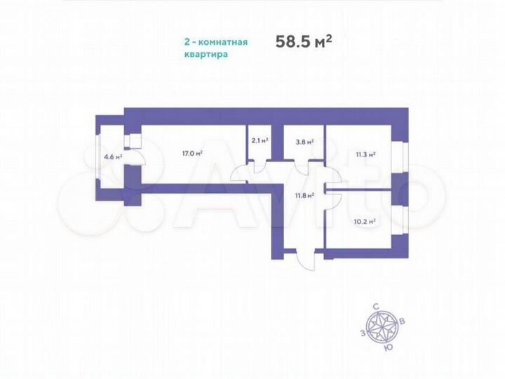 2-к. квартира, 58,5 м², 13/14 эт.