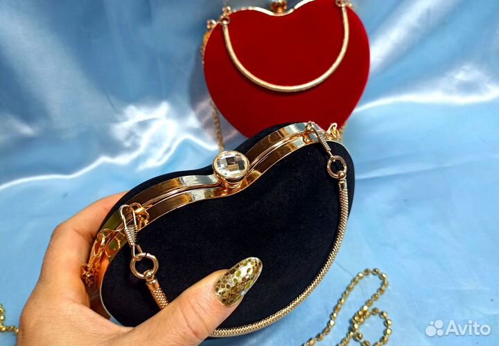 Шикарный клатч бархатное сердце роскошная сумочка