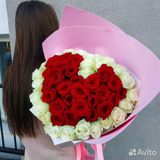 Букет из роз сердце