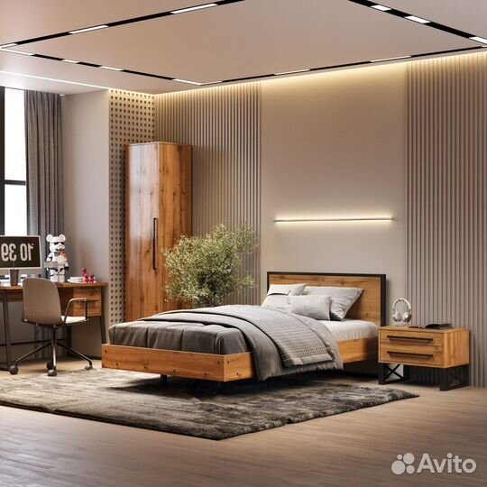 Кровать лофт Волстрит 120х200 toploft Односпальная