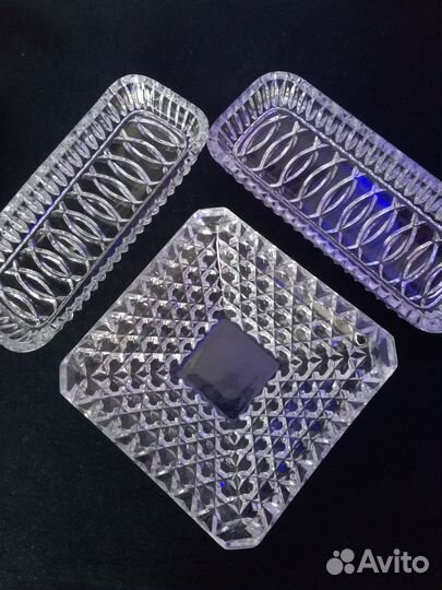 Салатница и две селедочницы хрусталь СССР
