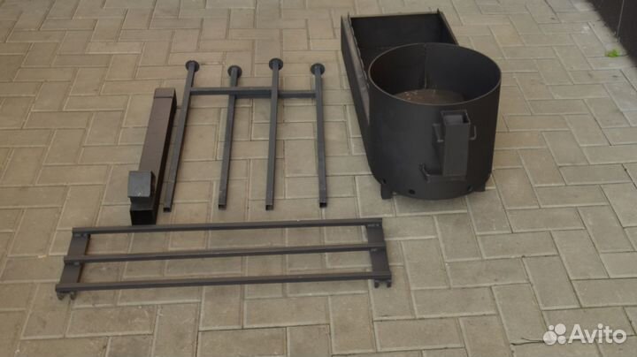 Мангал усиленный с подказанником 2 в 1 с дымоходом