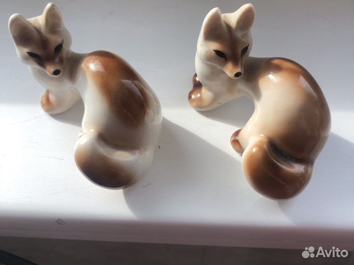 Фарфоровые статуэтки лфз животные куницы 2шт