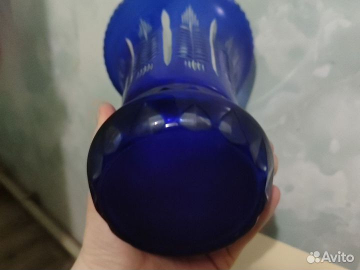 Ваза Для цветов Цветное Синее Стекло СССР