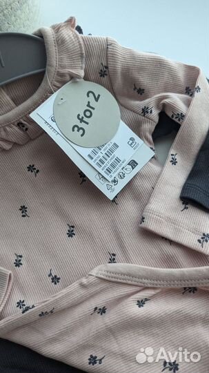 Новые нарядные боди в рубчик h&m 68