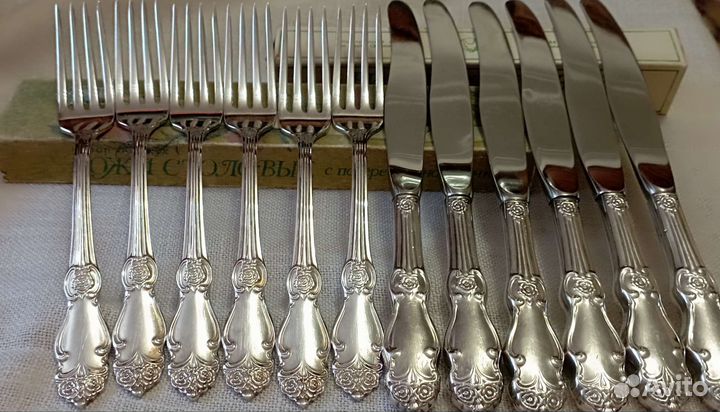 Вилки и ножи мельхиор Серебряная Роза Кольчугино
