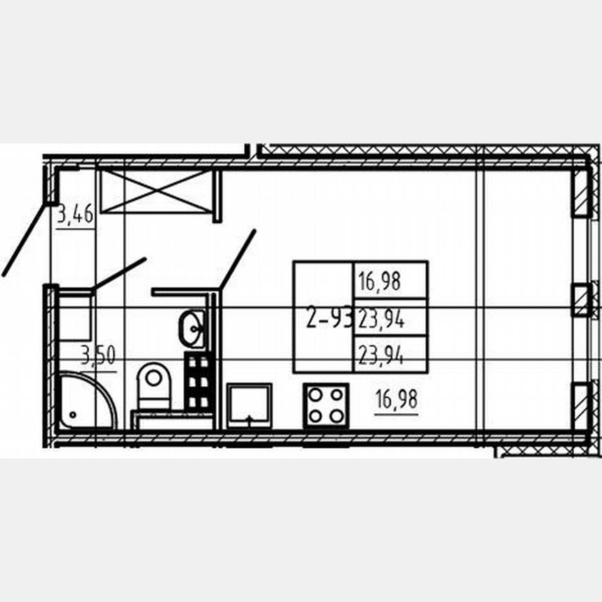 Квартира-студия, 23,9 м², 4/4 эт.