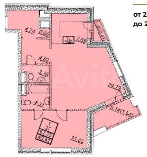 2-к. квартира, 67,8 м², 4/9 эт.