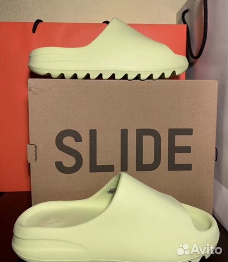 Тапки adidas yeezy slide Glow Green оригинал 42