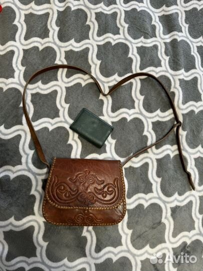 Сумка из натуральной кожи и кошелек