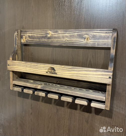 Подвесная полка для вина из массива