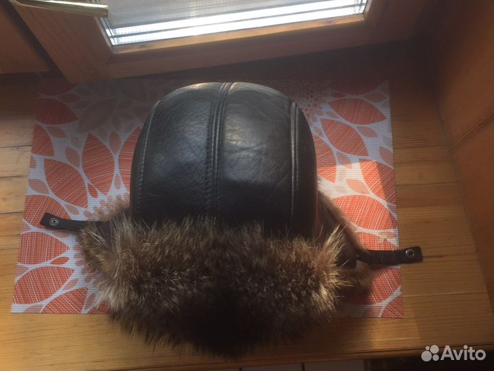 Мужская шапка(енот, нат.кожа)