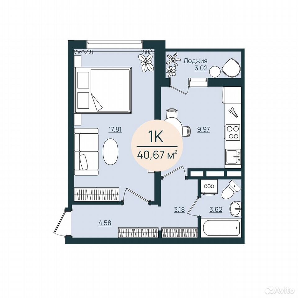 1-к. квартира, 40,7 м², 4/12 эт., Херсон