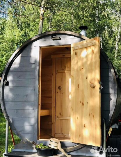 Аренда бани бочки, на прицепе. Баня на прицепе