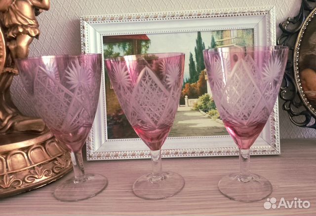 Фужеры цветной хрусталь, раритет