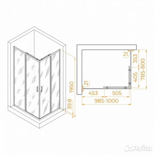 Душевой уголок RGW Passage PA-040 100x80 прозрачный