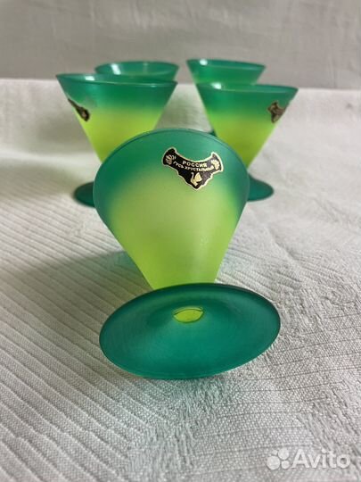 Фужеры бокалы зеленые Гусь Хрустальный