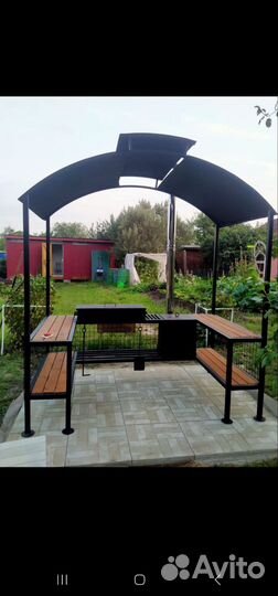 Мангал беседка с печью под казан 4мм