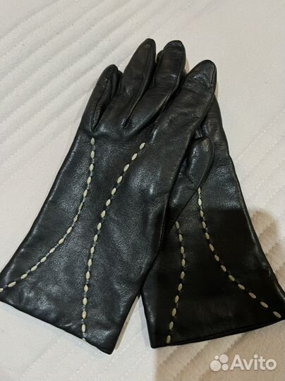 Перчатки женские кожаные черные