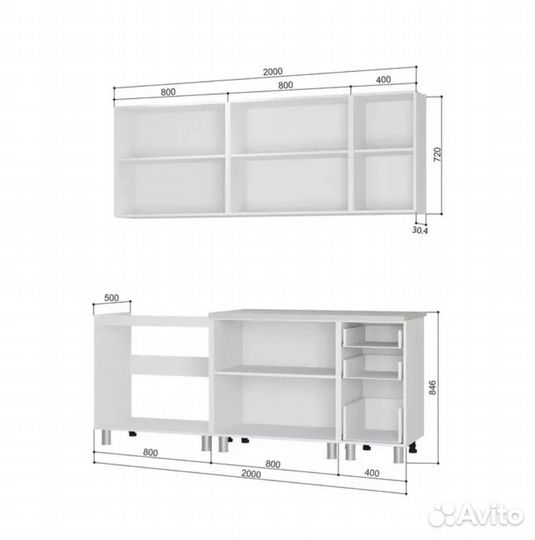 Кухонный гарнитур 2м серый (Техно)