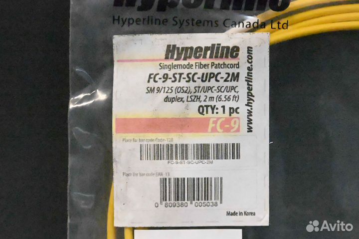Hyperline FC-9-ST-SC-UPC-2M новый, 4 шт