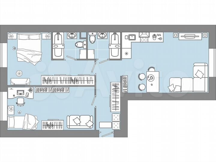 2-к. квартира, 68 м², 1/9 эт.