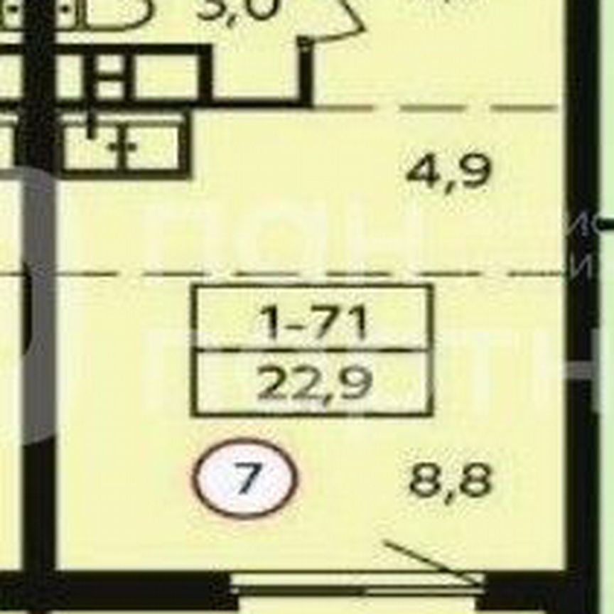 Квартира-студия, 22,9 м², 8/12 эт.