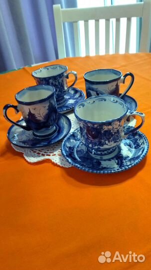 Чайный сервиз, Японский костяной фарфор, гжель